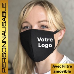 Masques - Masque Noir avec filtre amovible inclus à personnaliser logo/texte - 8,30 € - ZZ11_VP_PERS - zigzag-concept.lu - Lu...