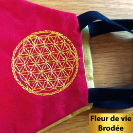 Masques - Masque Rouge tissu filtre amovible inclus Fleur de Vie brodée - 12,00 € - ZZ_FDV_R - zigzag-concept.lu - Luxembourg...