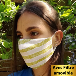 Masques - Masque Rayures filtre amovible inclus en tissu BIO Edition Limitée - 12,00 € - ZZBIO_RAYE - zigzag-concept.lu - Lux...