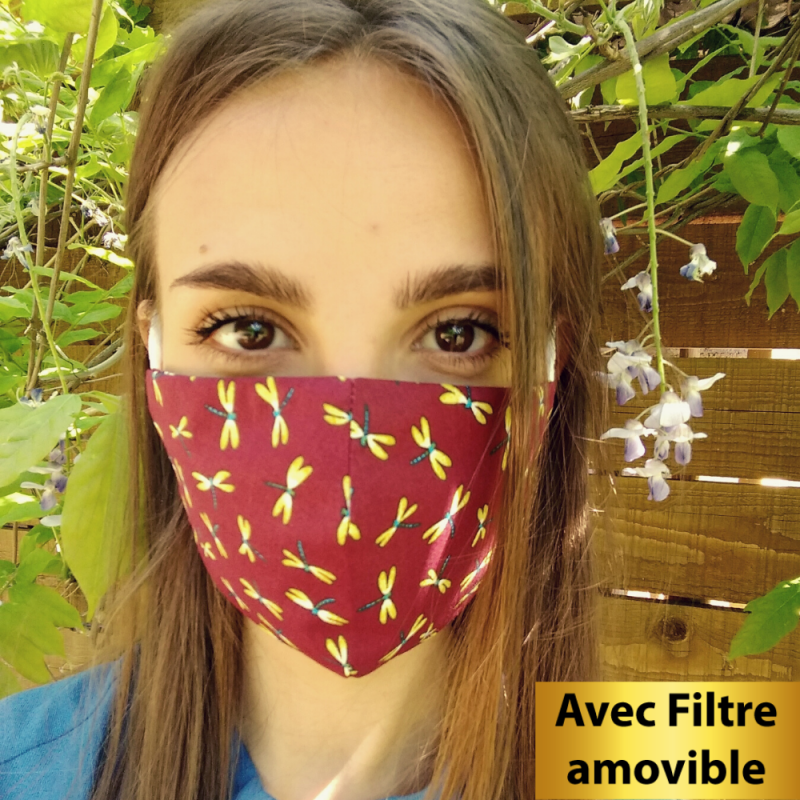 Masques - Masque tissu libellules filtre amovible inclus - 10,00 € - ZZ_LIB - zigzag-concept.lu - Luxembourg - Zigzag-concept