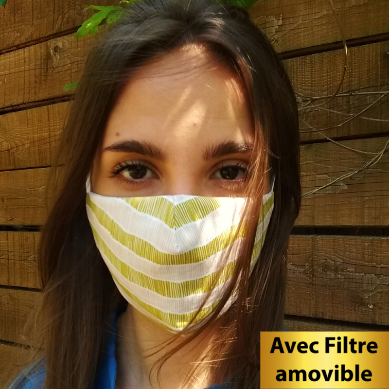 Face Mask - Removable filter Stripes Face Mask included in BIO Limited Edition fabric - 12,00 € - ZZBIO_RAYE - zigzag-concept...