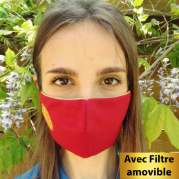 Face Mask - Red Fabric Face Mask with removable filter included Embroidered Flower of Life - 12,00 € - ZZ_FDV_R - zigzag-conc...