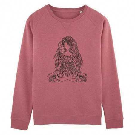 Women's organic cotton sweatshirt with yoga embroidery