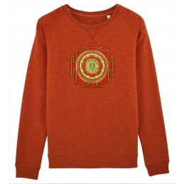 Idées cadeaux - Women's organic cotton sweatshirt Sri Yantra embroidered pattern - 50,00 € - ZZ_SWEAT_SY_F - zigzag-concept.l...
