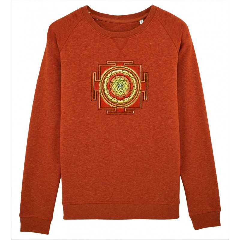 Idées cadeaux - Women's organic cotton sweatshirt Sri Yantra embroidered pattern - 50,00 € - ZZ_SWEAT_SY_F - zigzag-concept.l...