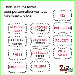 Textiles cuisine - Set de 4 Sacs à vrac en coton BIO brodé avec votre texte, personnalisation en ligne - 28,00 € - ZZ10_WM118...