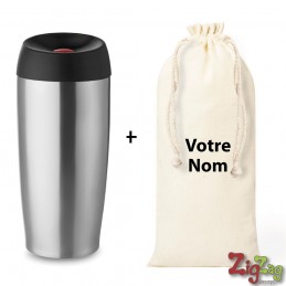 Accessories - Mug isothermal stainless steel, anti-leaks with cotton bag to customise online - 28,50 € - ZZ2_9105_TD - zigzag...