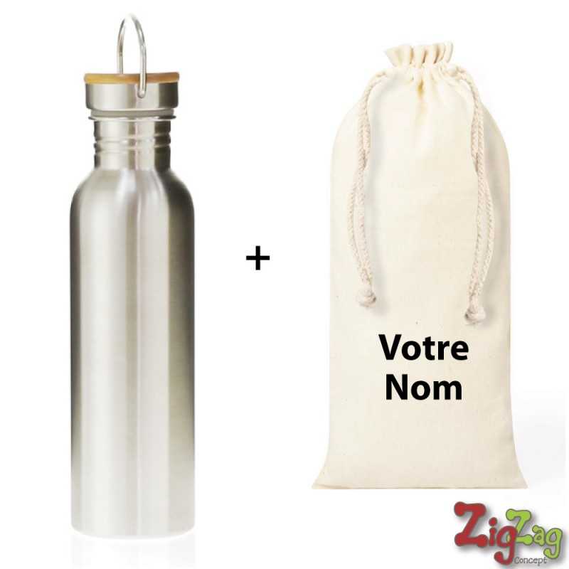 Accessories - Inox/bamboo Gourde with bag to personalize online - 27,00 € - ZZ8_6878_TD - zigzag-concept.lu - Luxembourg - Zi...