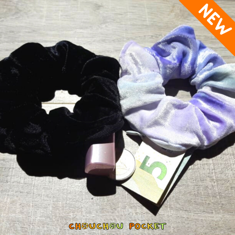 Idées cadeaux - A Pack of 2 Scrunchies with Zip + 1 Printed Organic Pouch - 25,00 € - ZZBOX_chouchou - zigzag-concept.lu - Lu...