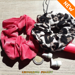 Idées cadeaux - Eine Packung mit 2 Haargummis mit Reißverschluss + 1 bedruckten Bio-Beutel - 25,00 € - ZZBOX_chouchou - zigza...