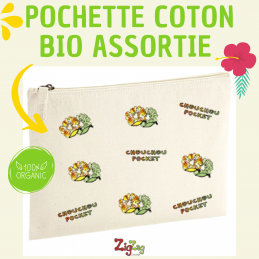 Idées cadeaux - Un Pack de 2 Chouchou/Scrunchie avec Zip + 1 Pochette Bio imprimée - 25,00 € - ZZBOX_chouchou - zigzag-concep...