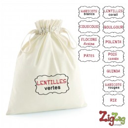 Textiles cuisine - Set mit 4 Bulk-Beuteln aus Bio-Baumwolle, bestickt mit Ihrem Text, Online-Personalisierung - 28,00 € - ZZ1...