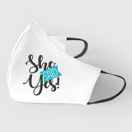 Home - Premium® Custom Made Face Mask for Weddings with "She Said Yes" Embroidery - 12,00 € - ZZEMB_shesaidyes - zigzag-conce...