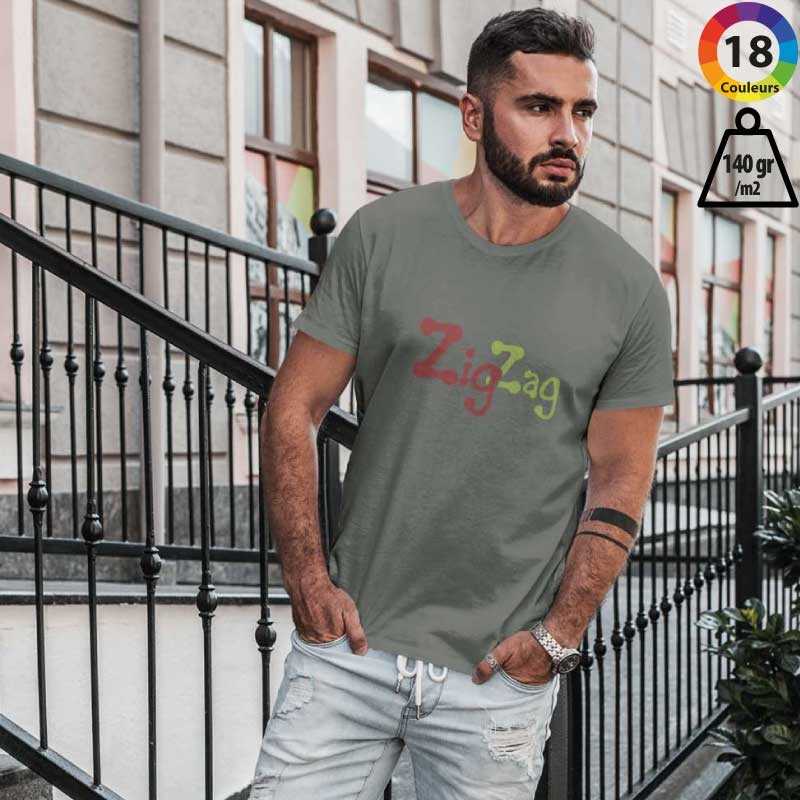 Customizable T-shirts - T-shirt in cotton Bio man with round neck to personalize - 6,47 € - ZZ5-BCTM042 - zigzag-concept.lu -...