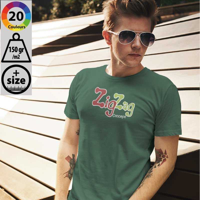 T-shirts Personnalisés - T-shirt homme ajusté en Jersey BIO col rond à personnaliser - 4,61 € - ZZ5-L03582 - zigzag-concept.l...