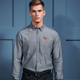 Chemises Personnalisées - Chemise homme manches longues en coton Chambray Bio et fairtrade à personnaliser - 26,16 € - ZZ5_PR...