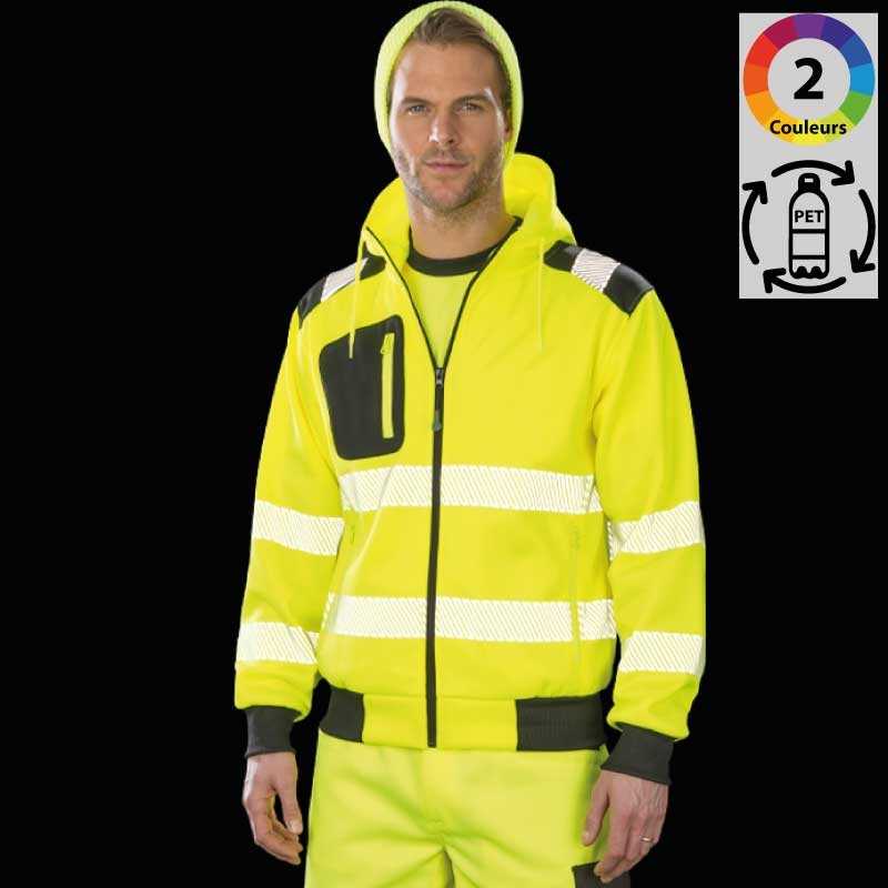 Vêtements Haute Visibilité / de Travail - Veste sweatshirt à capuche de sécurité en polyester recyclé à personnaliser. - 41,9...