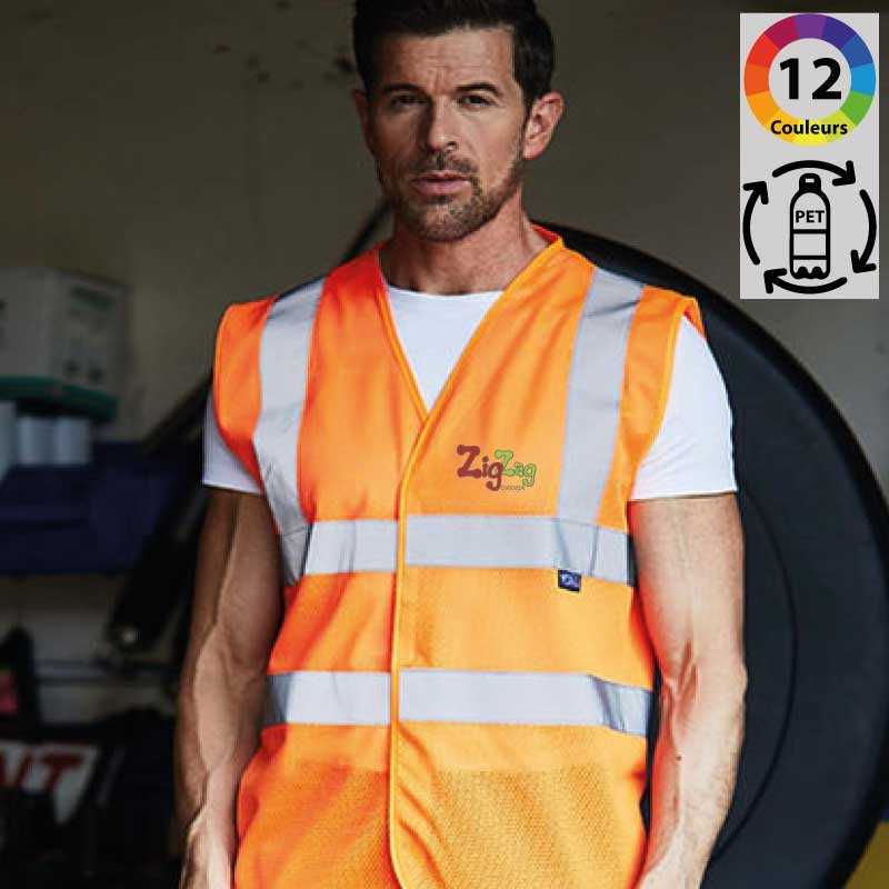 Arbeitskleidung / Warnschutzkleidung - Anpassbare Sicherheitsweste aus recyceltem Polyester für Erwachsene. - 5,93 € - ZZ5-HV...