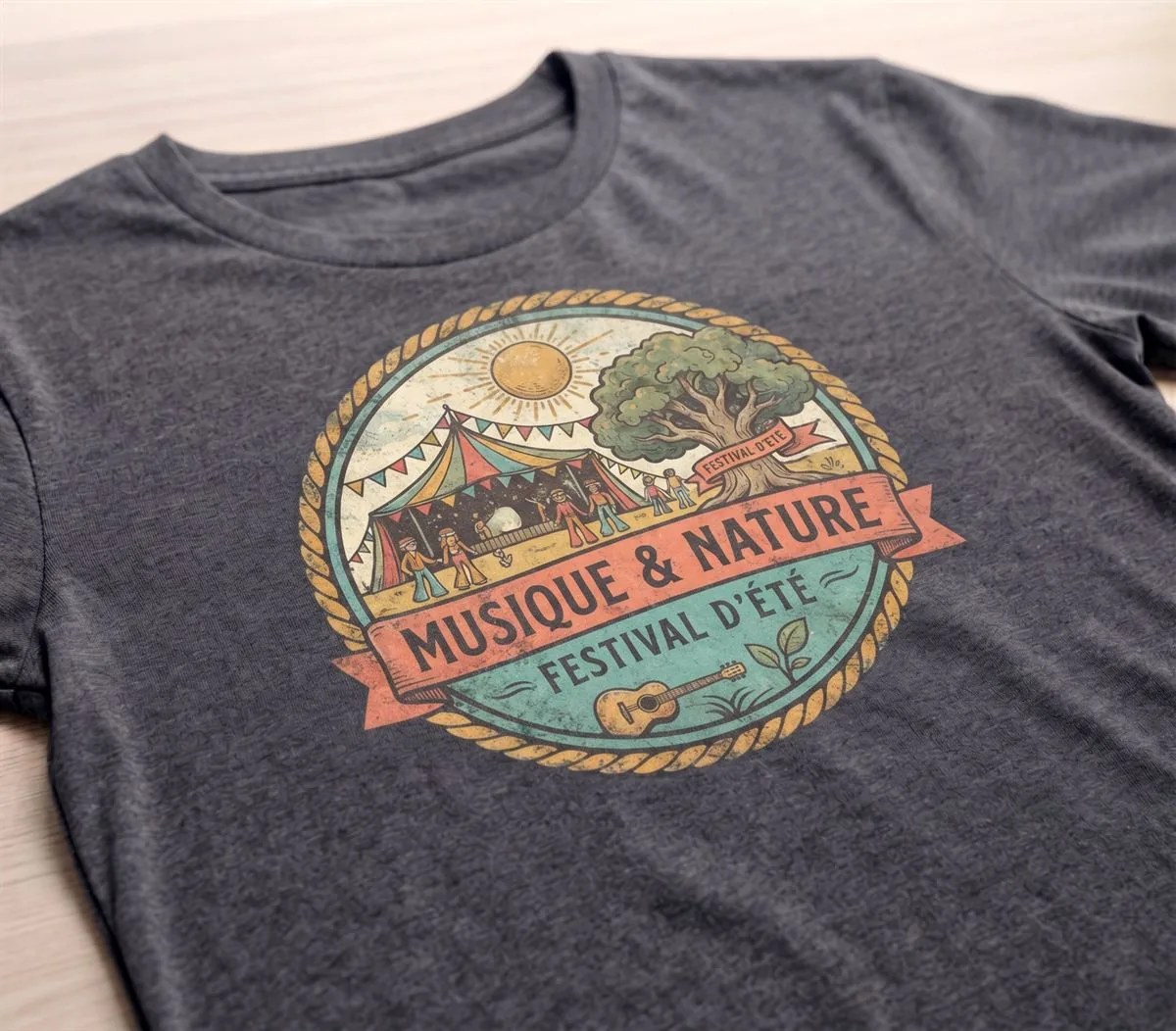 T-shirt avec un visuel en couleurs en impression numérique DTG, Zigzag-Concept Luxembourg